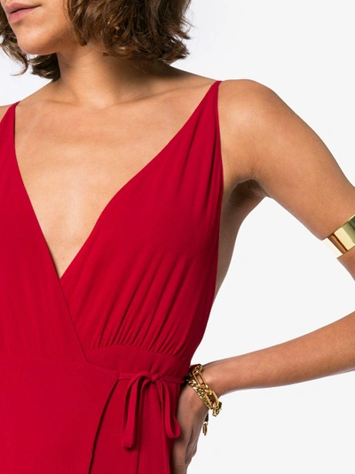 Shop Reformation V Neck Strappy Callalilly Dress In Red
