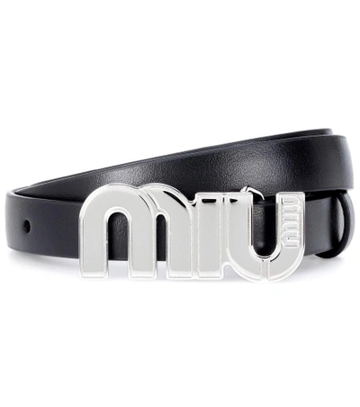 Shop Miu Miu Leather Belt In Black