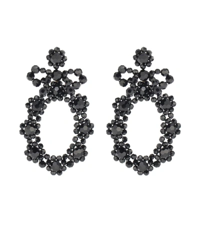 Shop Simone Rocha Crystal-beaded Earrings In Black