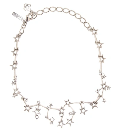 Shop Oscar De La Renta Crystal-embellished Necklace In Silver