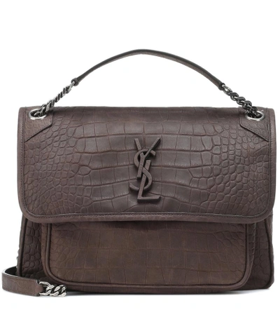 Shop Saint Laurent Medium Niki Chain Leather Shoulder Bag In Brown