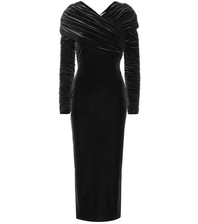 Shop Christopher Kane Velvet Midi Dress In Black