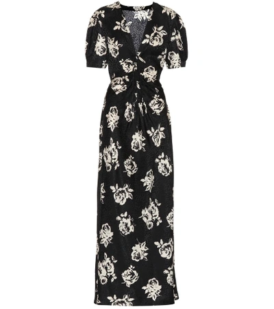 Shop Miu Miu Jacquard Silk Maxi Dress In Black