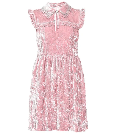 Shop Miu Miu Crushed Velvet Dress In Pink