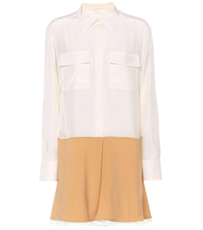 Shop Chloé Silk And Wool-blend Shirt Dress In White