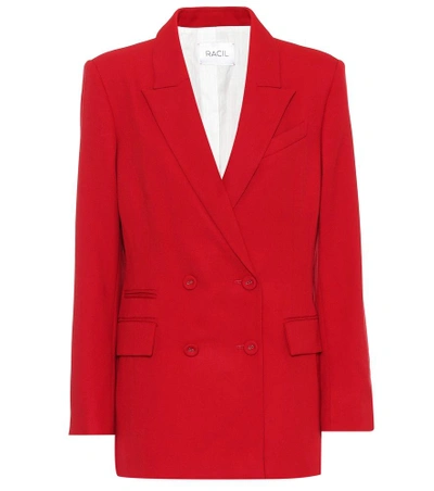 Shop Racil Double-breasted Wool Blazer In Red