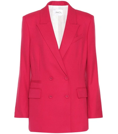 Shop Racil Wool Double-breasted Blazer In Pink