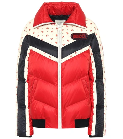 Shop Gucci Printed Down Jacket In Red