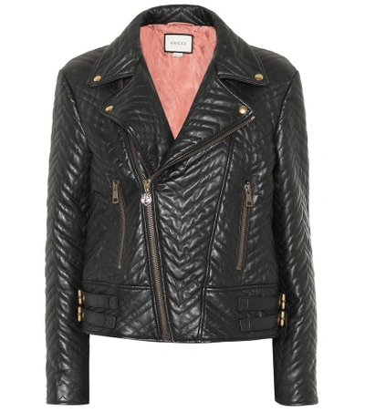 Shop Gucci Quilted Leather Jacket In Black