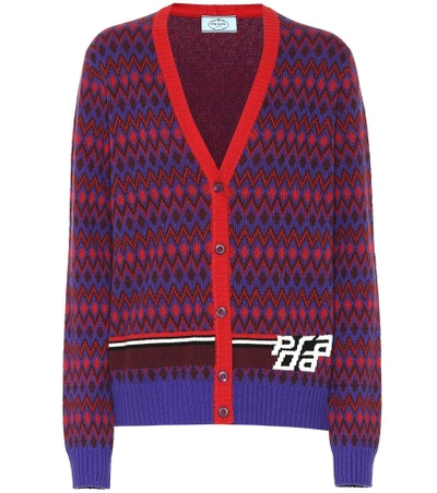 Shop Prada Wool And Cashmere Cardigan In Multicoloured