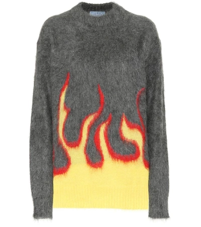 Shop Prada Mohair And Wool-blend Sweater In Grey