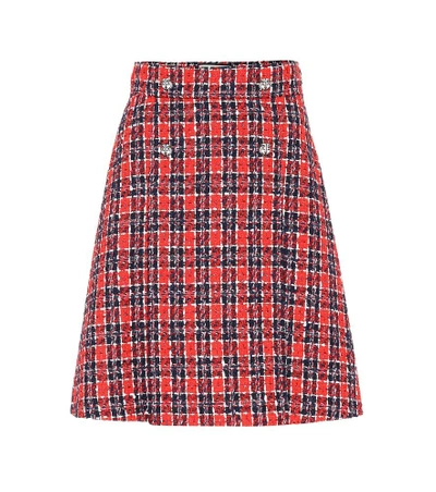 Shop Gucci Checked Tweed Miniskirt In Multicoloured