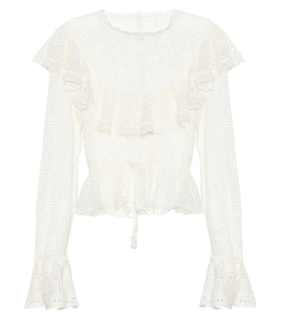 Shop Zimmermann Castile Crochet Cotton Top In White