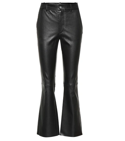 Shop Helmut Lang Flared Leather Pants In Black
