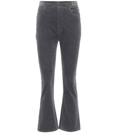 Shop Miu Miu Kick-flare Corduroy Jeans In Grey