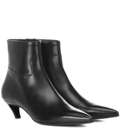 Shop Balenciaga Slash Heel Leather Ankle Boots In Black