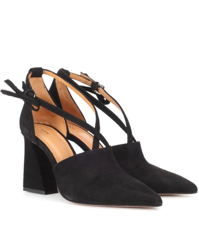 Shop Ganni Lina Suede Pumps In Black