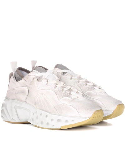 Shop Acne Studios Manhattan Tumbled Suede Sneakers In White