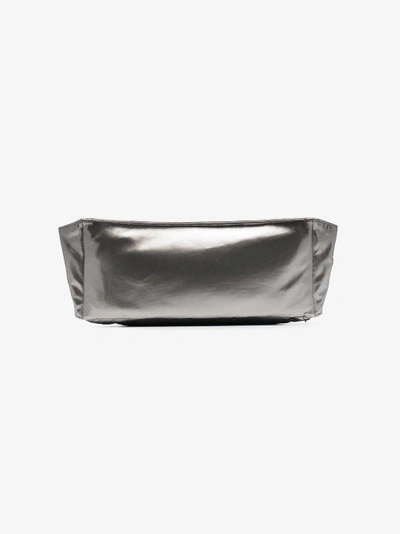 Shop Prada Metallic Silver Logo Pu Belt Bag