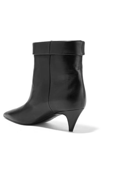 Shop Saint Laurent Charlotte Leather Ankle Boots In Black
