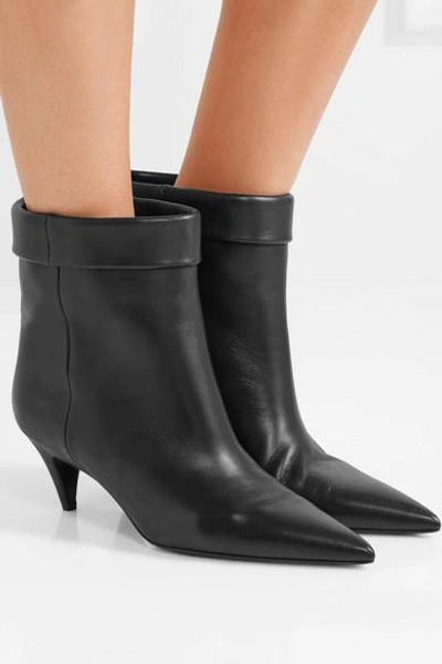 Shop Saint Laurent Charlotte Leather Ankle Boots In Black