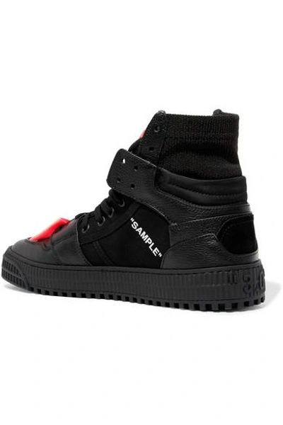 Shop Off-white Appliquéd Logo-embellished Textured-leather And Mesh Sneakers In Black