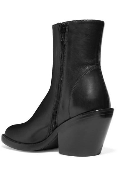 Ann Demeulemeester Black Leather Side Zip Boots | ModeSens