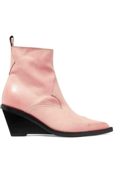 Shop Mm6 Maison Margiela Nubuck Wedge Ankle Boots In Pastel Pink