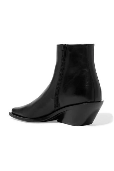 Shop Ann Demeulemeester Glossed-leather Ankle Boots In Black