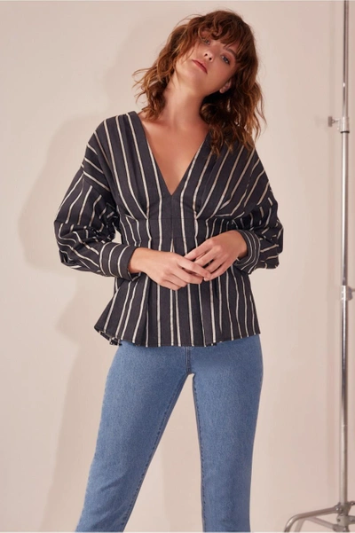 Shop C/meo Collective Moments Apart Top In Navy Stripe