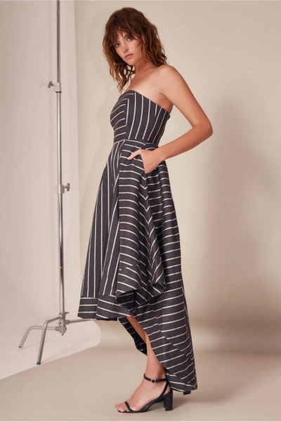 Shop C/meo Collective Moments Apart Gown In Navy Stripe