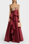 MARCHESA NOTTE APPLIQUÉD TULLE AND SATIN GOWN,672161