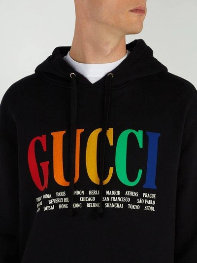 Gucci Men's Multicolor Vintage Logo Hoodie, Black In Multicoloured Logo And  Cities Print | ModeSens