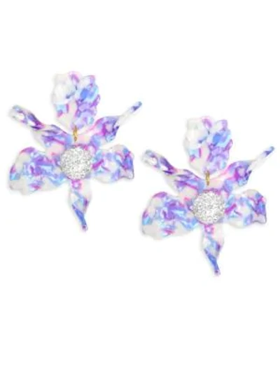 Shop Lele Sadoughi Mosaic Garden Crystal Lily Stud Earrings In Amethyst