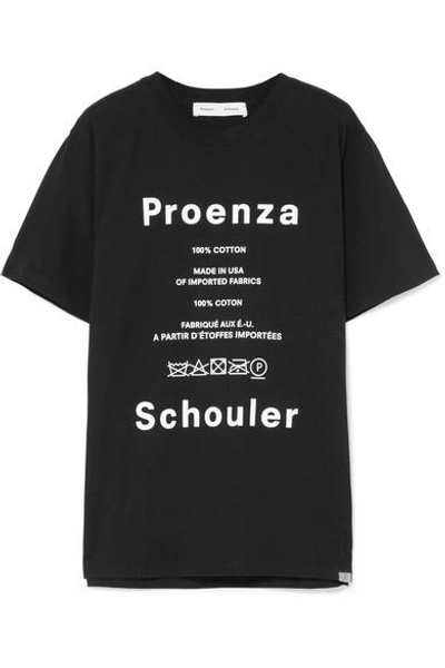 Shop Proenza Schouler Pswl Printed Cotton-jersey T-shirt In Black