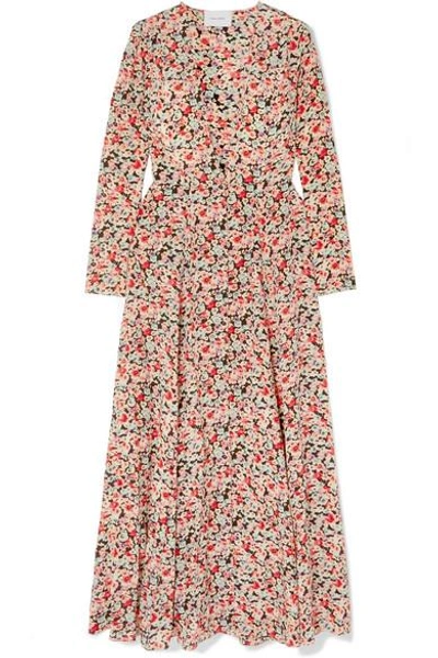 Shop We Are Leone Floral-print Silk Crepe De Chine Robe In Pink