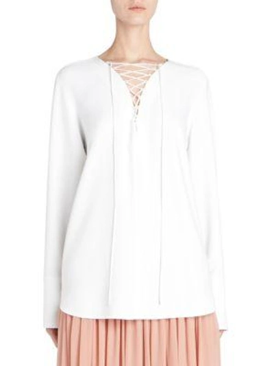 Shop Stella Mccartney Cadet Lace-up Stretch Tunic In Snow