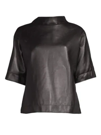 Shop Marc Jacobs Leather Mockneck Top In Black