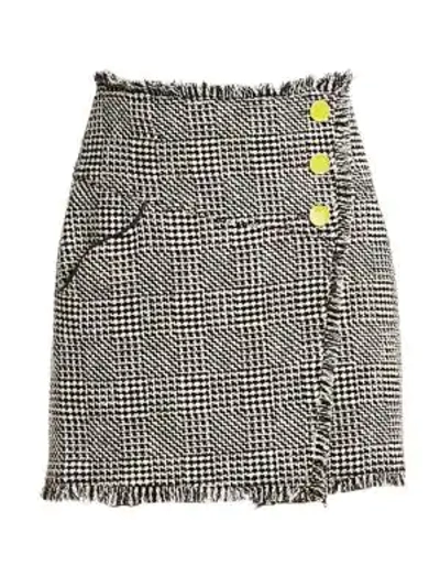 Shop Tanya Taylor Monti Tweed Fringe Skirt In Black White