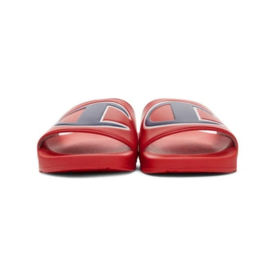Shop Champion Red Logo Pool Slides In Red Red