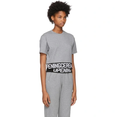 Shop Opening Ceremony Grey Elastic Logo Cropped T-shirt In 0300 Hthrgr