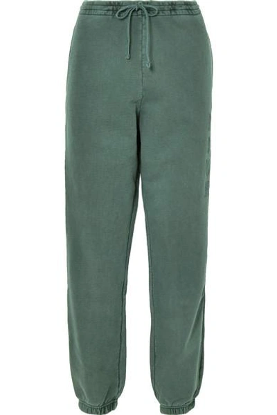 Shop Kith Terryka Embroidered Cotton-jersey Track Pants In Green