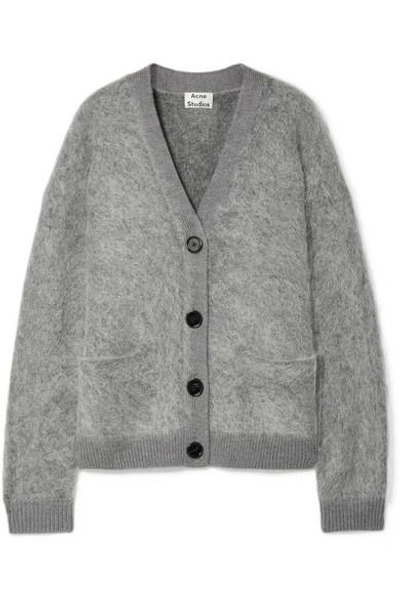 Shop Acne Studios Rives Knitted Cardigan In Light Gray