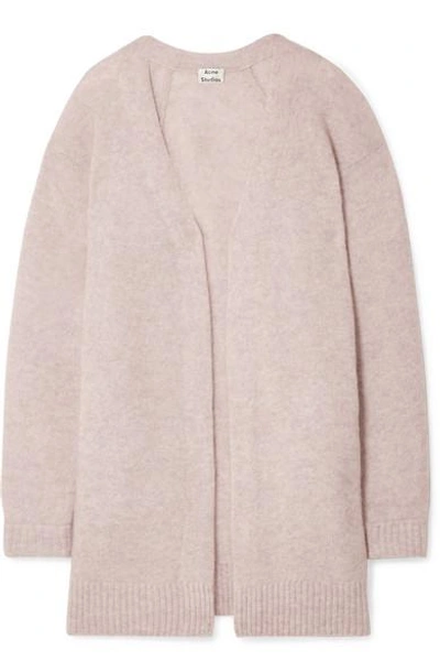 Shop Acne Studios Raya Mélange Knitted Cardigan In Pastel Pink