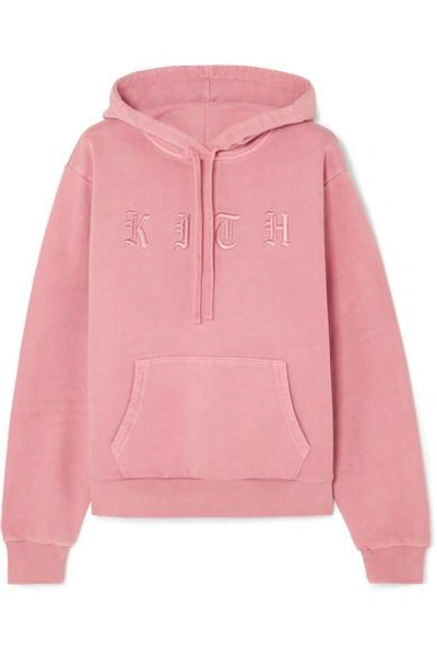 Shop Kith Serena Embroidered Cotton-jersey Hoodie In Blush