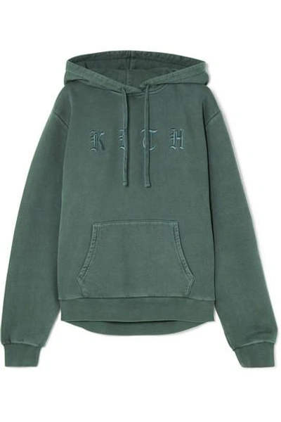 Shop Kith Serena Embroidered Cotton-jersey Hoodie In Green
