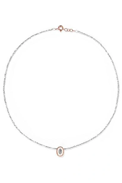 Shop Pascale Monvoisin Montauk N&deg;1 9-karat Rose Gold, Sterling Silver, Bakelite And Diamond Necklace