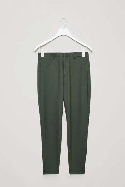 Shop Cos Cropped Zip-cuff Trousers In Green