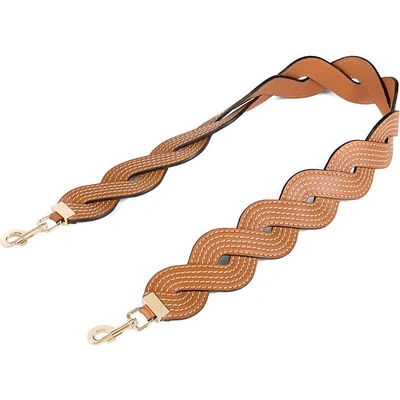Shop Loewe Wavy Stitches Leather Strap In Tan