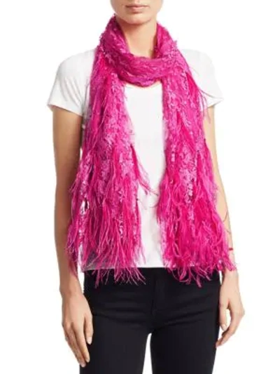 Shop Valentino Lace Feather Shawl In Pink
